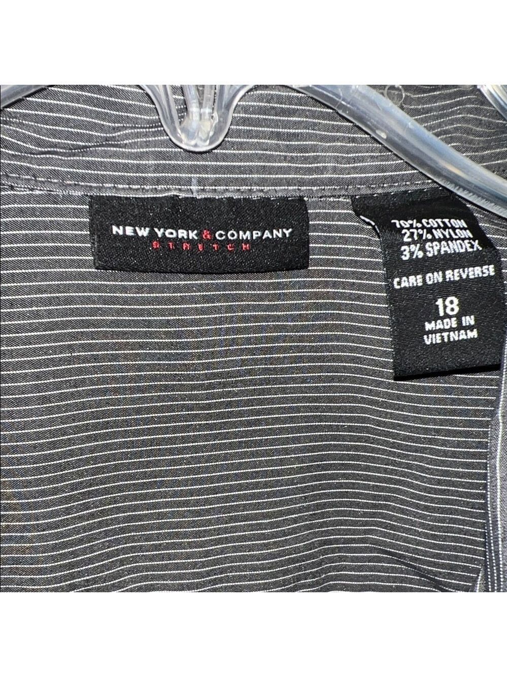 New York & Company Gray and White Striped Blouse - Picture 2 of 11